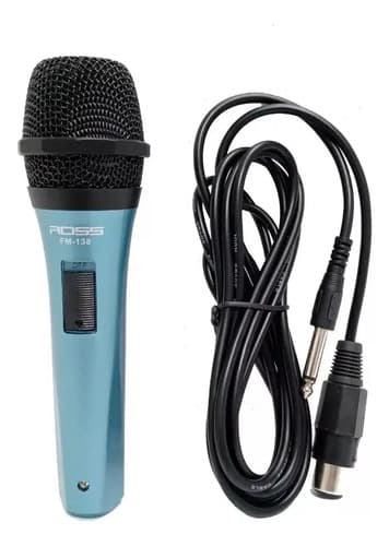 Micrófono Ross Fm-138 Dinámico Con Cable - Plus Color Azul Acero
